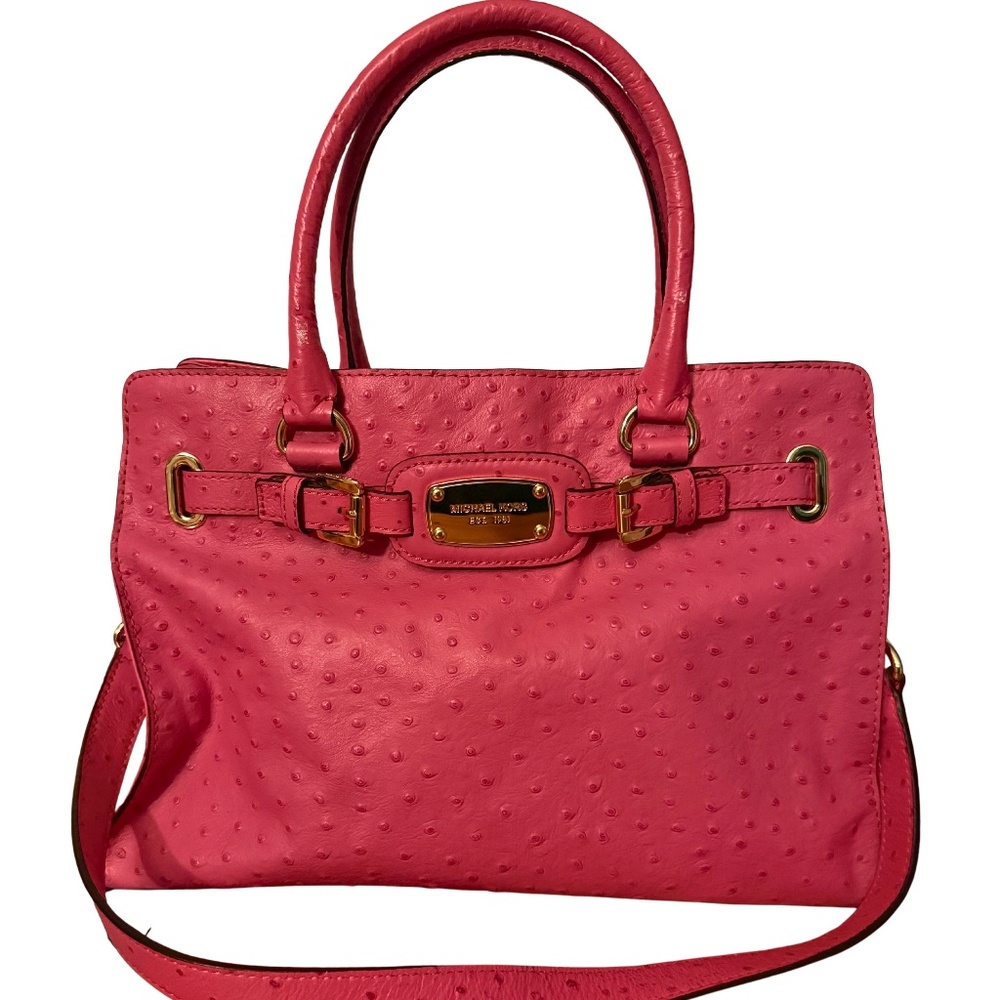 MICHAEL Michael Kors Pink Faux Ostrich Shoulder Tote - Zinnia
